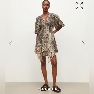 All Saints Black and Brown Patterned Dress